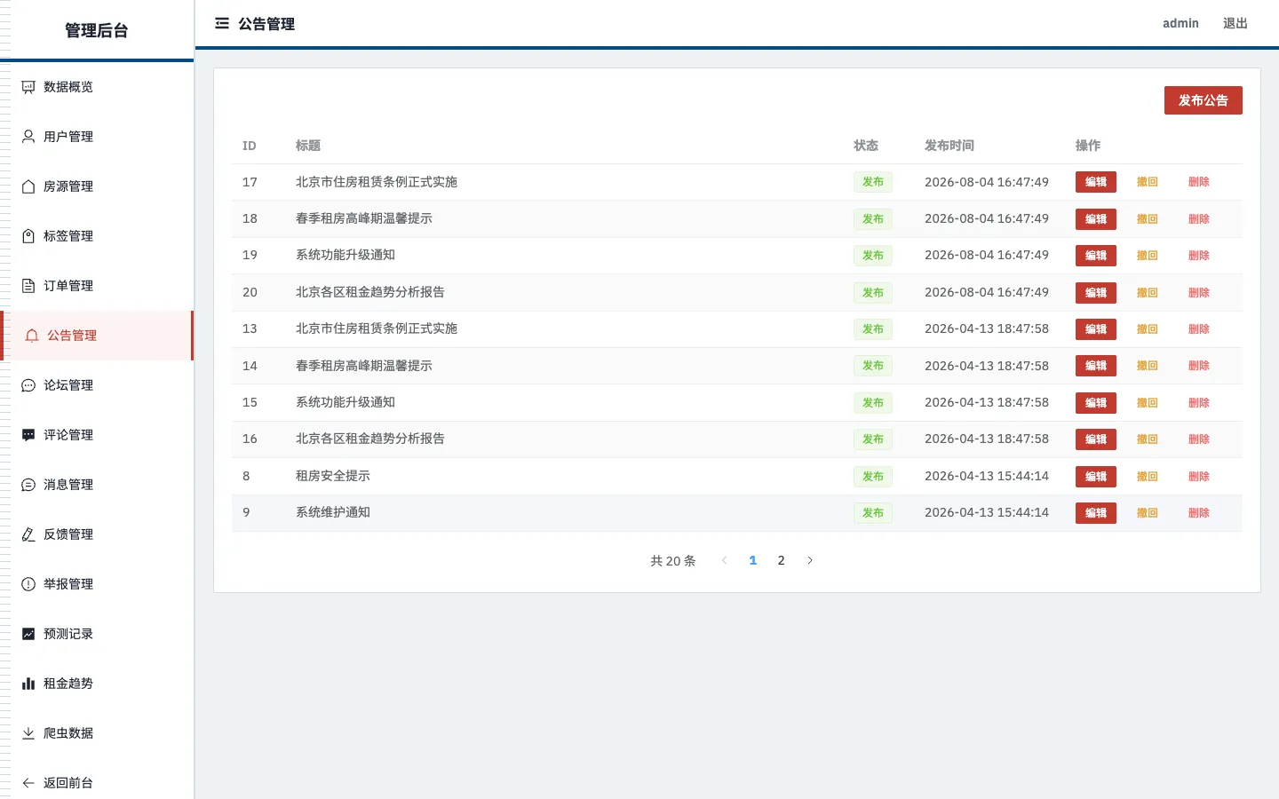 北京租房数据分析系统 预览图 2