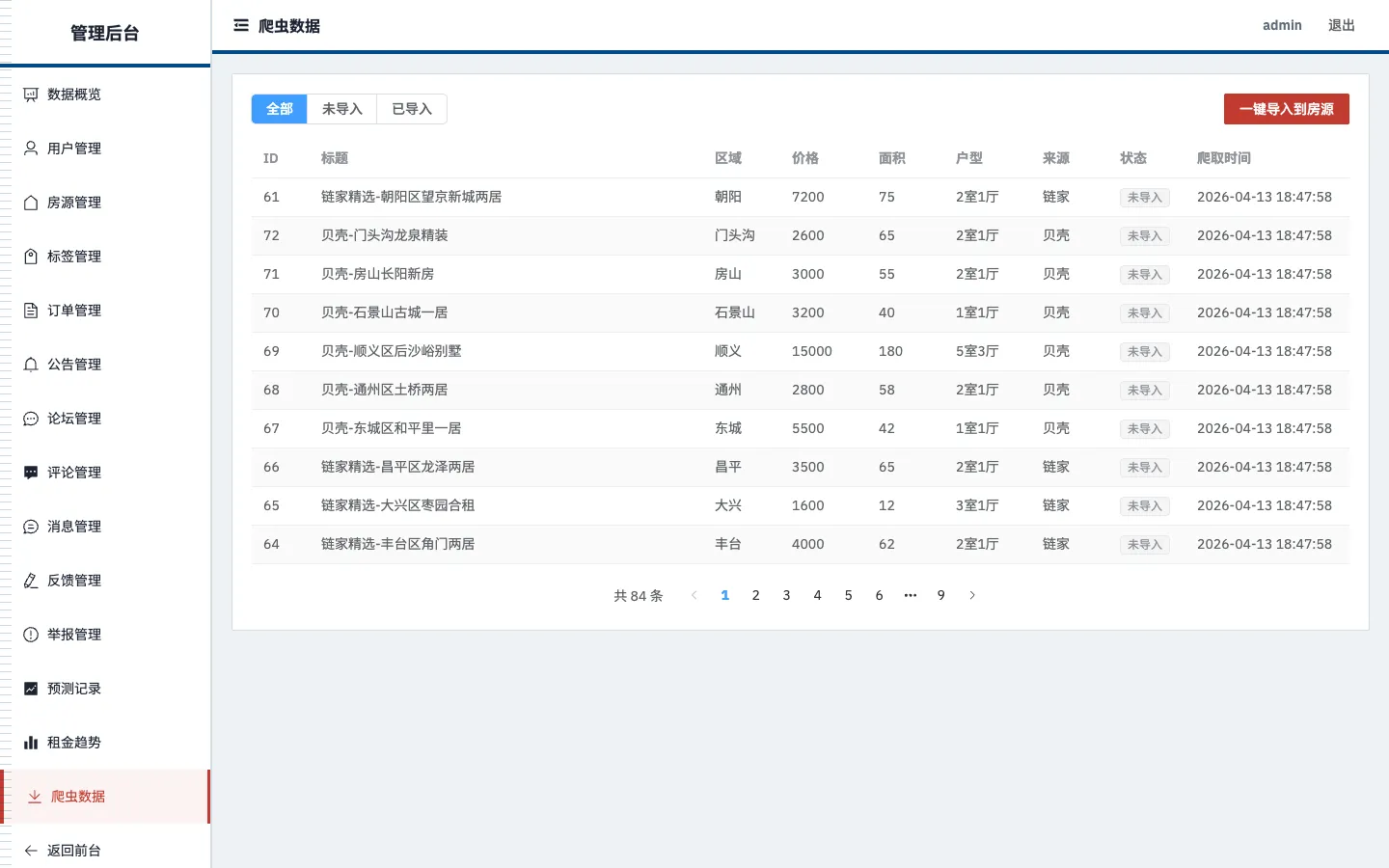北京租房数据分析系统 预览图 4
